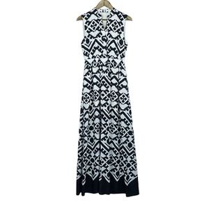 NEW Eliza J Size 14 Black + White Geo Print Sleeveless Maxi